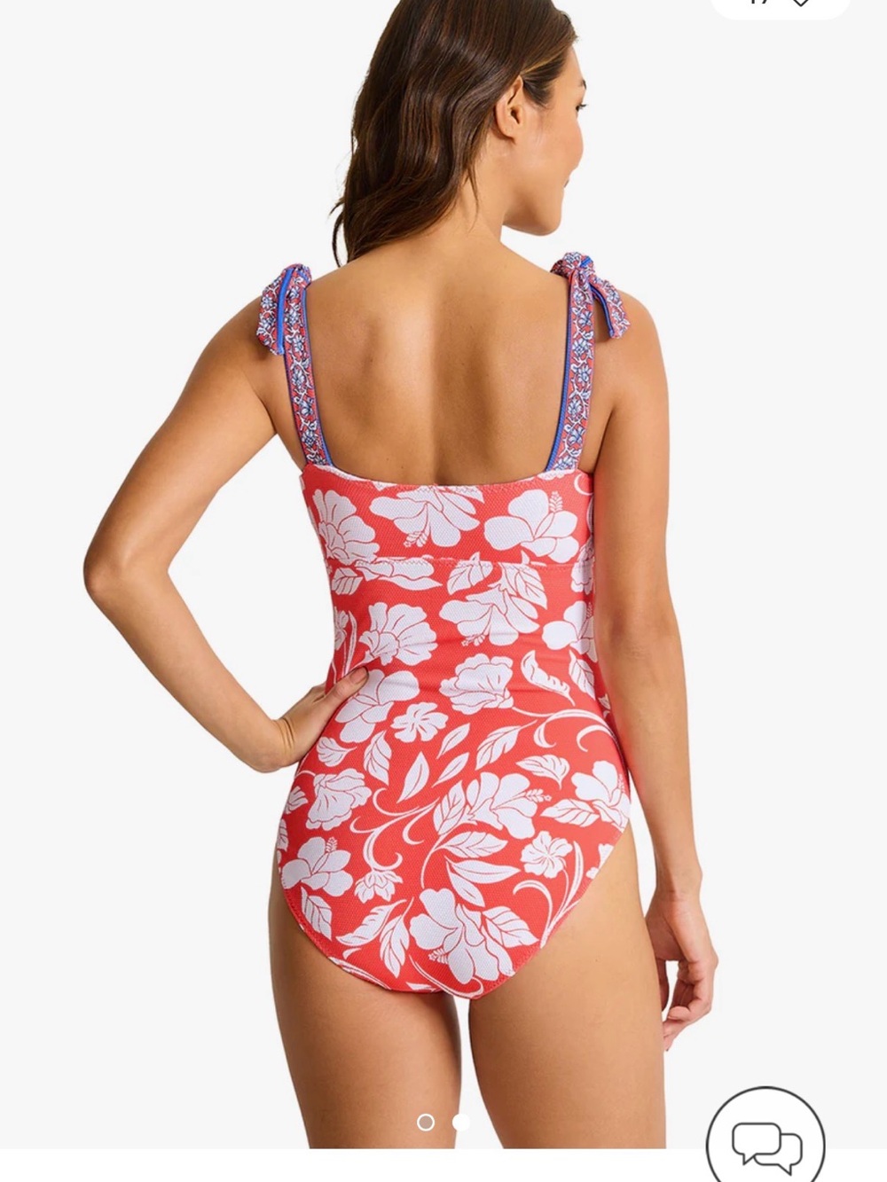 Tommy Bahama, NWTs Red Floral One-Piece Swimsuit with Blue Trim size 8 - Picture 4 of 6